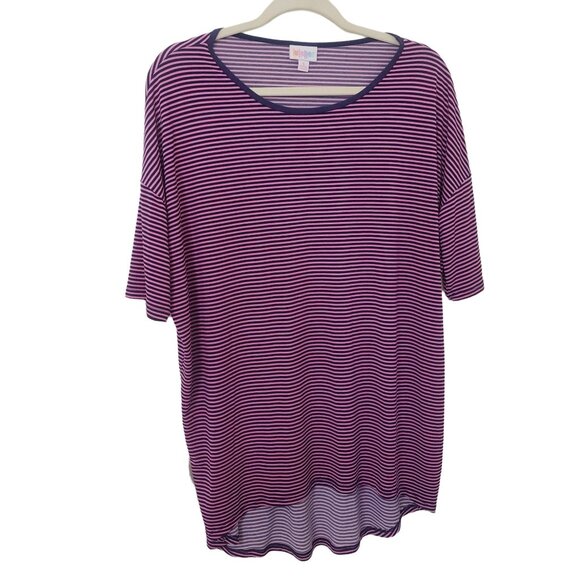 LuLaRoe Irma T Tunic Dolman Sleeve Shirt Size Small Purple Stripe - Picture 1 of 5